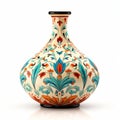 Colorful Woodcarving Vase With Polish Folklore Motifs - Mughal Art Inspired