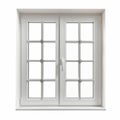 White plastic window with decorative grids. Closed clean window with modern design and handle Royalty Free Stock Photo