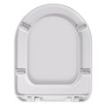 White plastick modern closed toilet seat lid isolated on white background bottom view Royalty Free Stock Photo