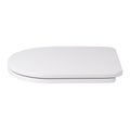 White plastick modern closed toilet seat lid isolated on white background side view. Royalty Free Stock Photo