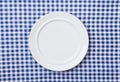 White Plate on Blue and White checkered Fabric