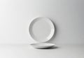White Plate and Bowl on Textured White Background Royalty Free Stock Photo