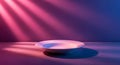 Empty Plate in Dramatic Neon Lighting Royalty Free Stock Photo