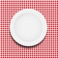 White plate on a checkered tablecloth vector Royalty Free Stock Photo