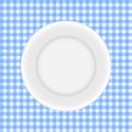 White Plate on a Checkered Tablecloth Vector Royalty Free Stock Photo