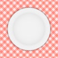 White Plate on a Checkered Tablecloth Vector Royalty Free Stock Photo