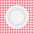 White Plate on a Checkered Tablecloth Vector Royalty Free Stock Photo