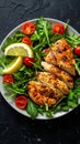White Plate With Chicken and Salad - Fresh and Delicious Meal on a Plate Royalty Free Stock Photo
