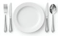 White Plate with Elegant Silverware Place Setting Royalty Free Stock Photo