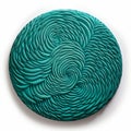 Teal-coated 3d Polyester Ceramic Sculpture With Swirls And Detailed Feather Rendering