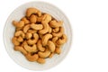 Cashew Nuts Powerfood in white plate Tabletop Royalty Free Stock Photo