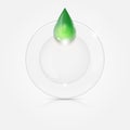 White plate and green drop Royalty Free Stock Photo