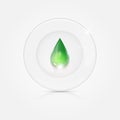 White plate and green drop Royalty Free Stock Photo