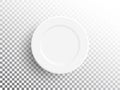 White plate isolated on transparent background. Realistic empty plate. Empty dish for food. Restaurant object template