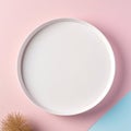 White plate mockup on light background top view