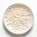 White Plate With Molecular Designs In Patricia Piccinini Style