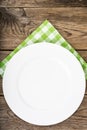 White plate and napkin Serving linen, menu Royalty Free Stock Photo