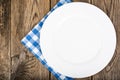 White plate and napkin Serving linen, menu Royalty Free Stock Photo