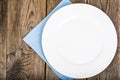 White plate and napkin Serving linen, menu Royalty Free Stock Photo