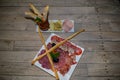 Still life of meat snack with bread Royalty Free Stock Photo