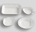 White plate on a white surface with white background, four Simple Modern Color Plate - Santa Dinner Plates