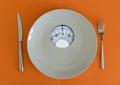 White plate with weight scale Royalty Free Stock Photo