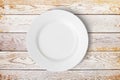 White plate on wooden table