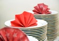 White plates stacked on a table Royalty Free Stock Photo