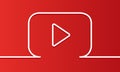 White play icon on red background. Video player background. Vector. EPS 10