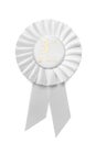 White pleated ribbon rosette for 3rd Place Royalty Free Stock Photo
