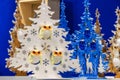 White plywood decorative Christmas tree with owls Royalty Free Stock Photo