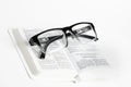 White Pocket Bible With Reading Glasses Royalty Free Stock Photo