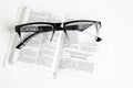 White Pocket Bible With Reading Glasses Royalty Free Stock Photo