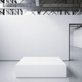 White podium in bright gallery. 3d rendering