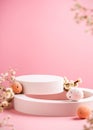 White podium with Easter quail eggs Royalty Free Stock Photo