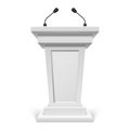 White podium with microphone or pulpit with mic