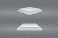 White podium set. 3d square two-stage pedestals winner. Realistic light. Advertising product