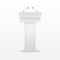 White Podium Tribune Rostrum Stand with Microphone