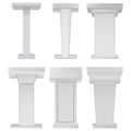 White Podium Tribune Rostrum Stands on white background. Blank podium tribune debate or stage stand empty template