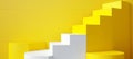 White podium on yellow stage with spotlight, empty stand for abstract scene background Royalty Free Stock Photo