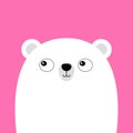 White polar bear cub face. Cute cartoon kawaii funny baby character. Arctic animal. Hello winter. Merry Christmas. Happy New Year Royalty Free Stock Photo