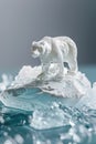 A white polar bear standing on a rock in the ocean Royalty Free Stock Photo
