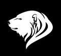 White polar bear vector profile head on black Royalty Free Stock Photo