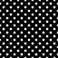 White Polka Dots on Black background, Seamless pattern