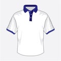 White polo shirt design with dark blue collar