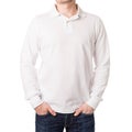 White polo shirt with a long sleeve on a young man Royalty Free Stock Photo