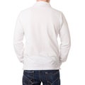 White polo shirt with a long sleeve on a young man Royalty Free Stock Photo