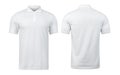 White polo shirts mockup front and back used as design template, isolated on white background with clipping path. Royalty Free Stock Photo