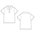 White polo t-shirt design template. Front and back technical sketch unisex polo t shirt Royalty Free Stock Photo