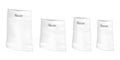 White poly bag with cut out handles. Realistic vector mockup set. Die-cut handle polybag template. Blank plastic package mock-up